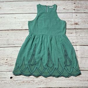 Tobi Green A-Line Crochet Hem Tank Dress Sz M